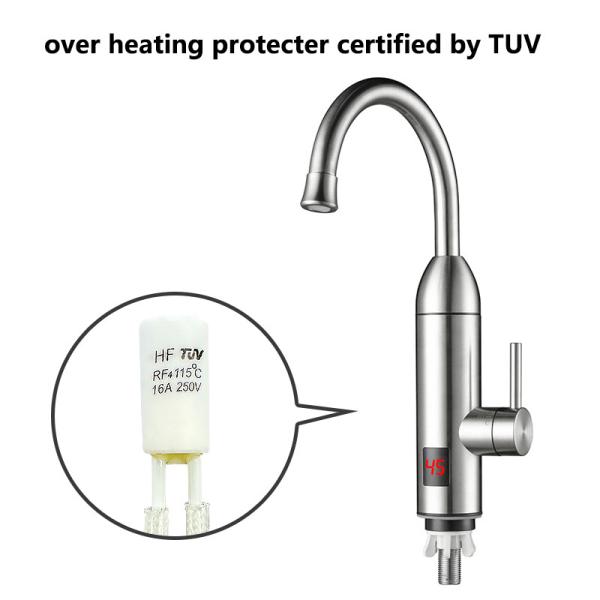 304 Stainless Steel Instant Electric Heating Water Faucet IPX4 With LED Digital Temperature Display
