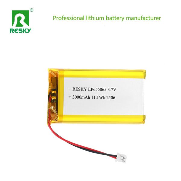 Square Lipo Battery 655065 3000mAh 3.7V 11.1wh Power Rechargeable Lithium Polymer Battery Pack