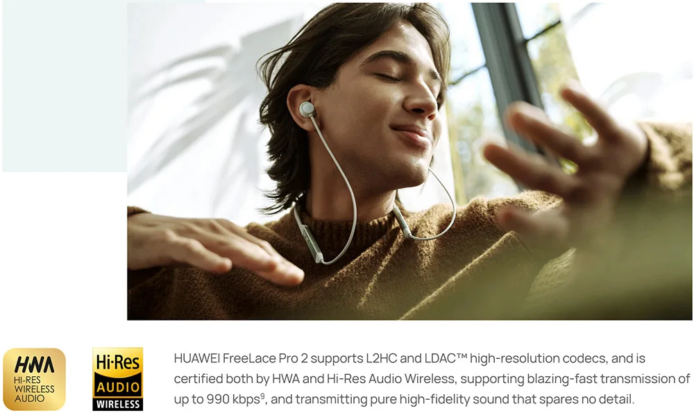 Hua Wei Freelace Pro 2 écouteurs sans fil montés sur le cou haute qualité sonore et longue durée de vie de la batterie