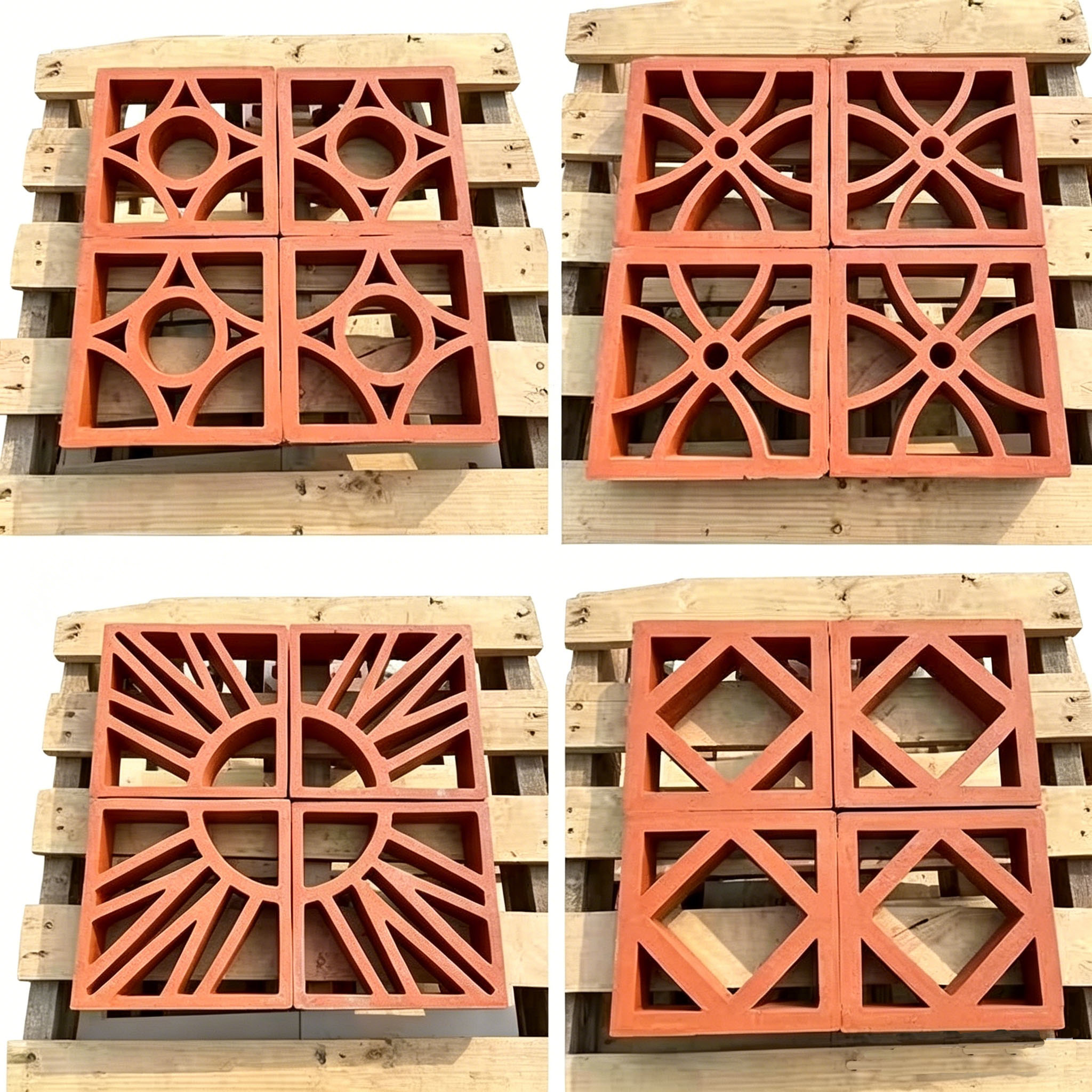 Terracotta Breeze Block Hollow Clay Screen Block for Landscape Walls Patio Partitions Natural Ventilation