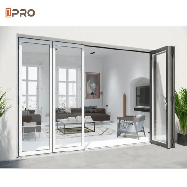 Customized Graphic Soundproof Aluminum Glass Folding Doors For Villa