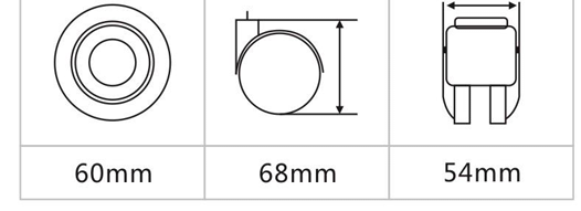 Small Mini Castor Anti-Shock 60mm Quiet Operation Threaded Stem Caster Wheel For Furniture Office Chair 