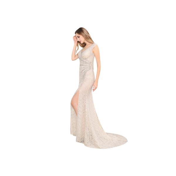 Embroidery Lace Off The Shoulder Short Sleeve Long Evening Gowns / Mermaid Prom Dresses