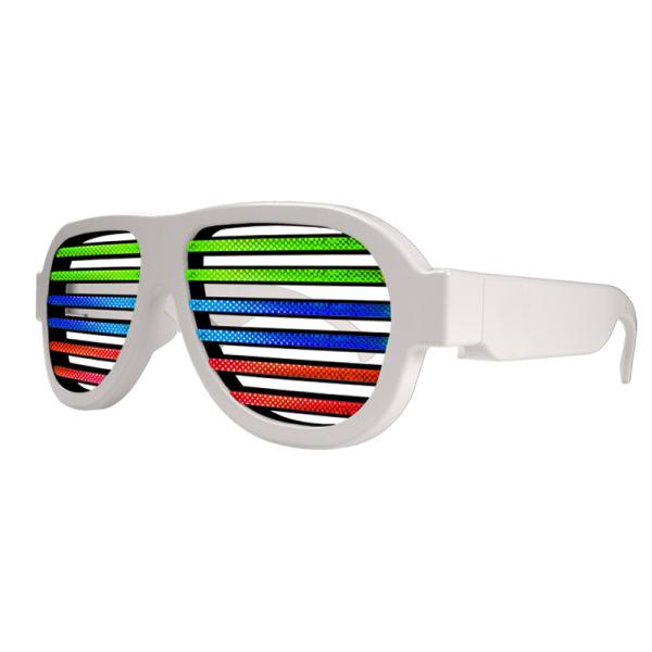 White Frame Sound Activated  LED Shutter Shades Glasses For Concerts, Party, Night Clubs, Music Festivals