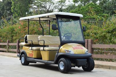 4 Wheel Drive 6 Seat Electric Golf Cars With Golden Color / Electrical Golf Buggy