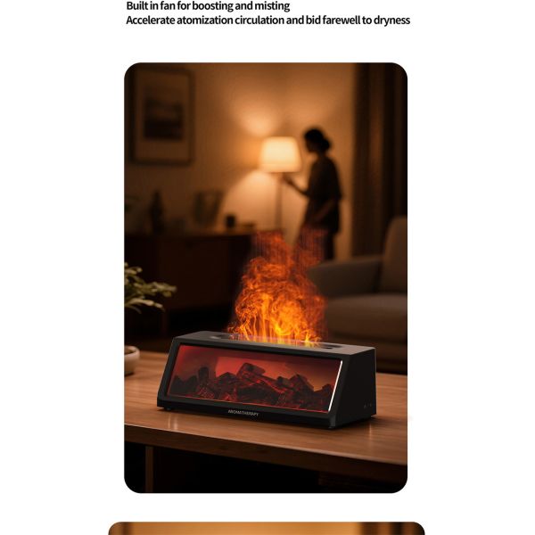 Customized Logo Electric Aroma Oil Diffuser Powered Flame Humidifier Waterless Design