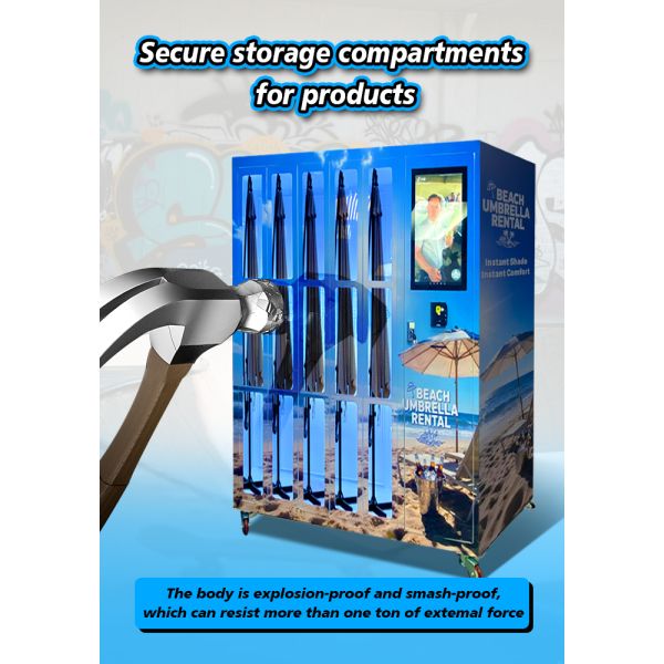 Smart Beach Umbrella Rental Vending Machine with Card Reader for Resorts & Beachfront Venues