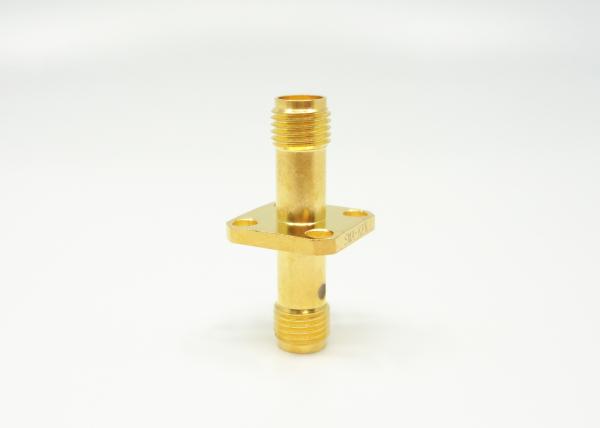 4 Hole Flange Mount SMA Female to Female RF Adapter / RF Antenna Adapter Gold Plated