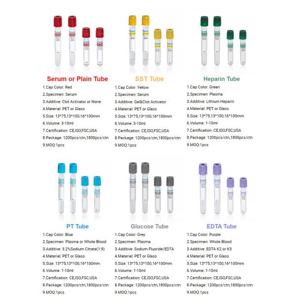 EDTA Vacuum Blood Collection Tubes 2ml 3ml 4ml Blood Sample Tube