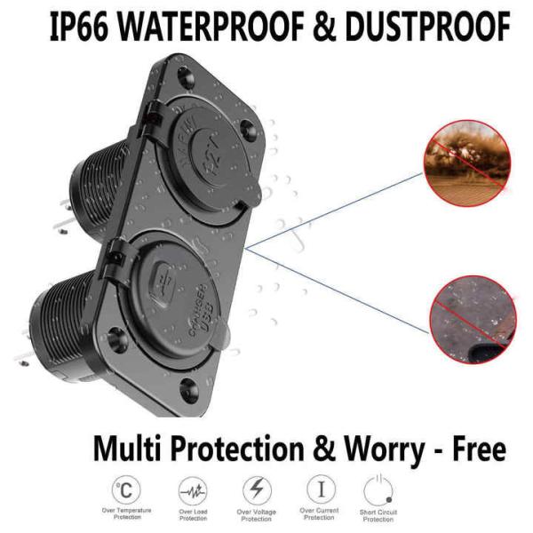 15W Dual QC2.0 USB Car Charger 12-24V Waterproof Car Mobile Charger