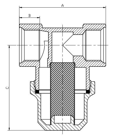 Стрейнер женщины x 1/2» латунный t потока ISO228 женский