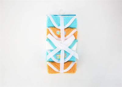 Pure Cotton Fabric Baby Bath Washcloths Blue Orange Color 5pk A Class Standard