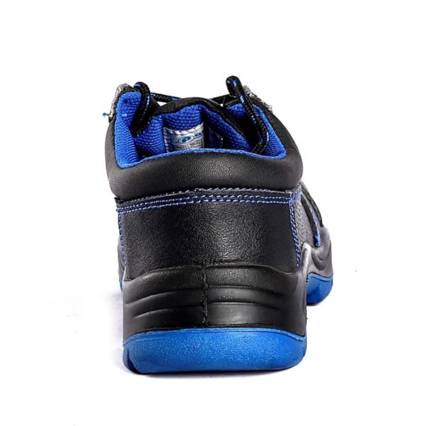 Черная рельефная коровая кожа Обувь из стального пальца Шнурки закрытие Безопасность Обувь безопасности