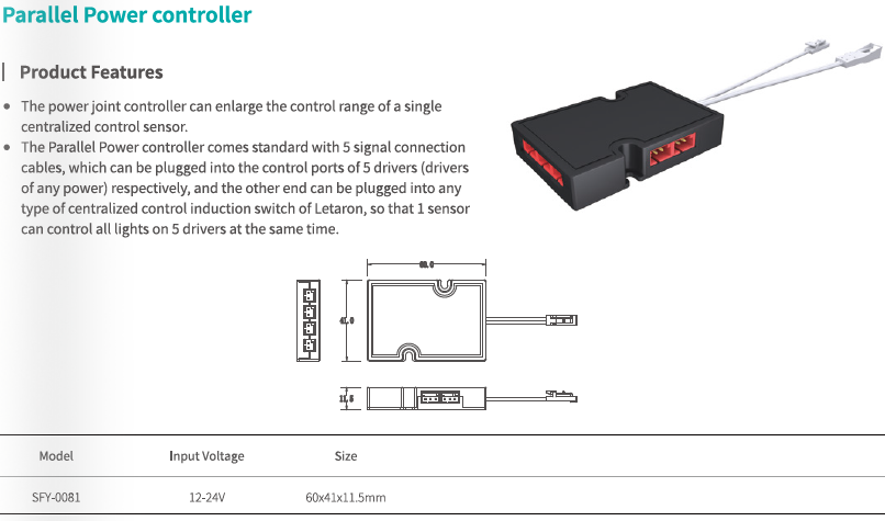 5 Port Parallel Power Controller Centralized Sub Control for Under Cabinet LED Lights 12 24V