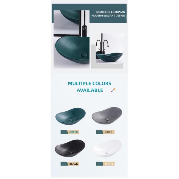 Matte Black Jade Green Bathroom Countertop Basin Lavatory Sink Nordic Style