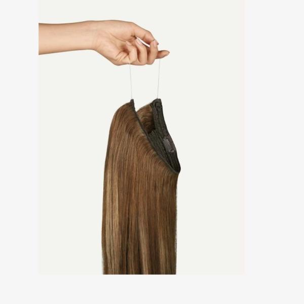 Straight Fish Wire One Piece Haloin Hair Extensions with Dyeable Volume and Length