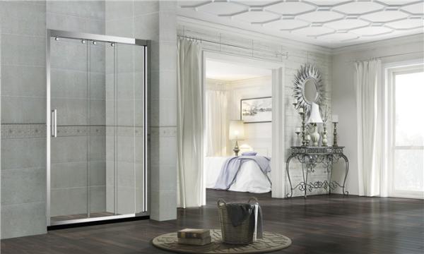 8MM /10MM Double Sliding Glass Shower Doors Stainless Steel Square Handle For Home