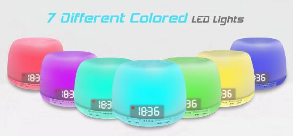 Home Alarm Clock Essential Oil Diffuser With 7 Color LED Light
