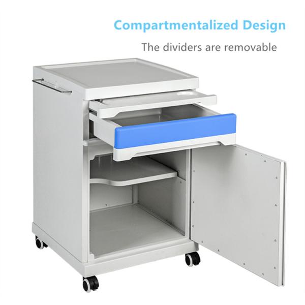 Multifunctional Adjustable Medical Bedside Table Hospital Durable Steel Lockers
