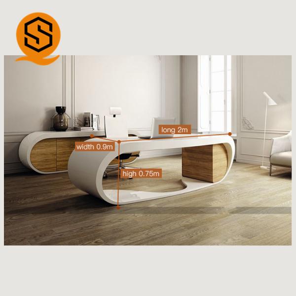 Seamless Solid Surface Office Furniture Artificial Stone White Executive Desk