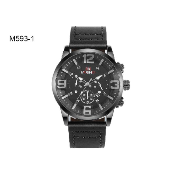 Big Dial Calendar Men's Quartz Watch For Business Work School Outdoor PU Strap M593