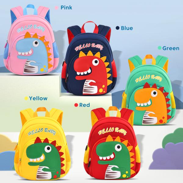2 Sizes Toddler Kindergarten School Bags Dinosaur Childrens Backpack 3D Cartoon