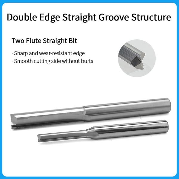 2 Edged Cutter Straight Tool End Mill Straight Router Bit 2 Flute Straight End Mill for Cnc Cutting Tool Woodworking