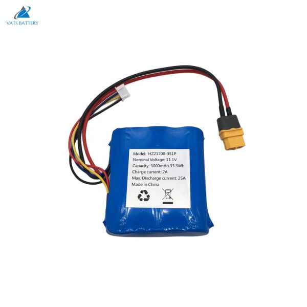 OEM 21700 3s1p 11.1V 3000mAh 25A High Discharge Rate Lithium Battery Pack for RC Toys