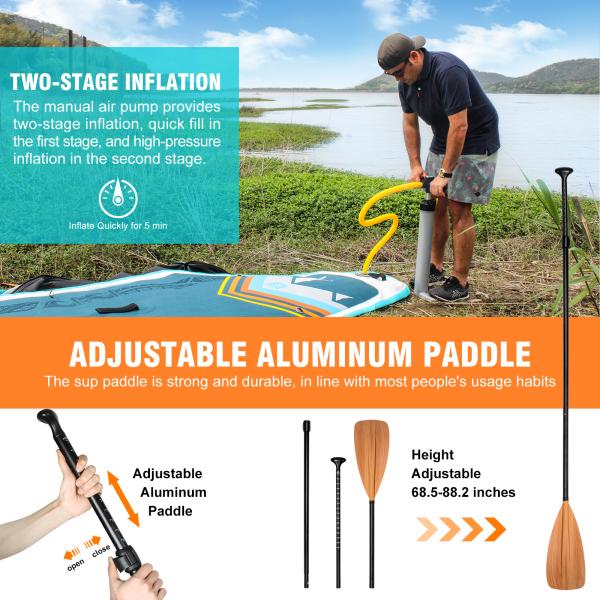 Lakes Rivers Occasion Woowave Inflatable Paddle SUP Board with Sup Leash Accessories