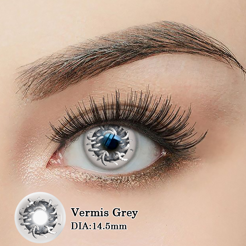 MILLCREEK Vermis Grey 14.5mm Yearly Colored Contact Lenses with SFX Horror Design and CE ISO Certification