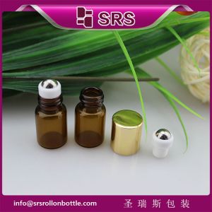 1ml 2ml cute metal ball glass bottle,100% no leakage mini glass roll on bottle