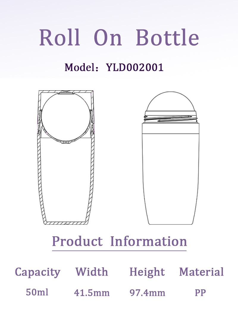 Lightweight Plastic 50ml Empty Roll On Bottle Suitable for Essential Oils and Deodorant Formulations with Smooth Roller