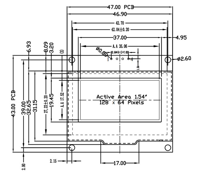1,54» модулей дисплея 128x64 OLED, экран I2C OLED со всеми углами наблюдения