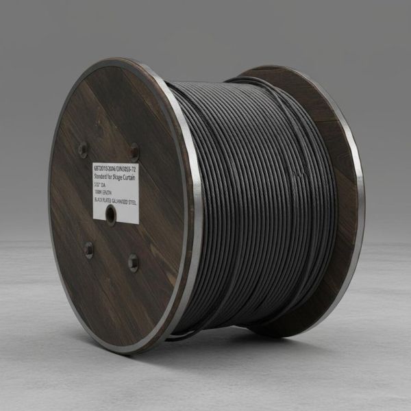 Black Galvanized Steel Aircraft Cable 3/32 Diameter 1000m Length with GBT20118-2006/DIN3055-72 Standard for Stage Curtain
