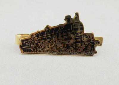 Small Nickel Custom Gold Personalized Tie Bar Gift With Epoxy Black Train