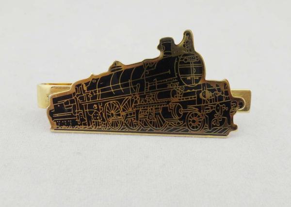Small Nickel Custom Gold Personalized Tie Bar Gift With Epoxy Black Train