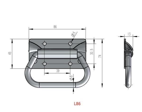 L86mm Galvanized Folding Cabinet Machine Carbon Steel Chest Pull Handles