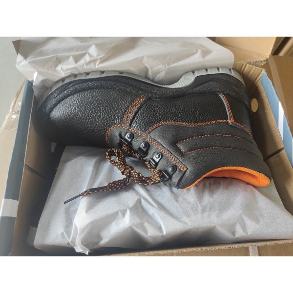 Premium Cow Leather Safety Shoes with Steel Toe & Steel Midsole, PU Outsole Industrial Work Boots For Construction Workers