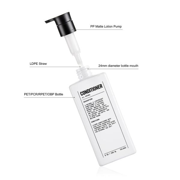 Белые изготовленные на заказ пустые бутылки шампуня 235ML и проводника Refillable