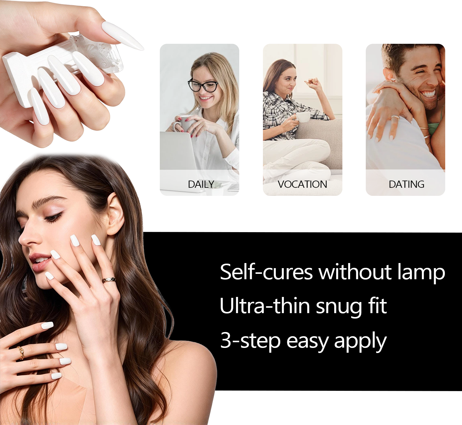 No LED Lamp Needed Gel Nail Wraps Easy Apply Remove Salon Quality Gloss Full Cover