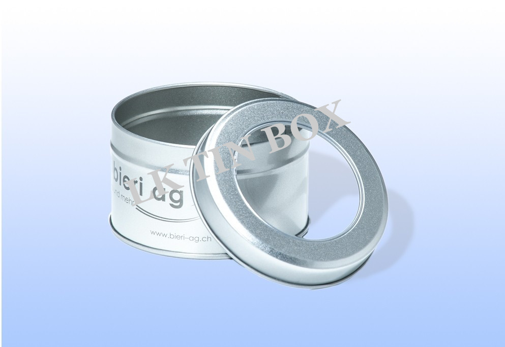 Printed Gift Tin Can For Watch Soap Washing Powder Storage , Window Round Tin Cans
