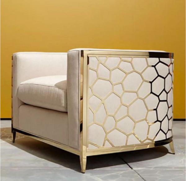 Leisure Gold Stainless Steel Honeycomb shaped Relax Sofa chair for Living Room