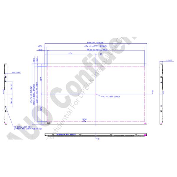 G185XW01 V2 AUO IPS Industrial TFT Display Module 18.5 Inch 1366x768 Dots LVDS Interface