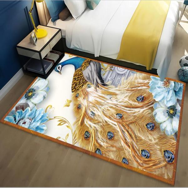 Light Luxury Peacock Pattern Bedroom Blanket Sofa Bedroom And Living Room Floor Carpets