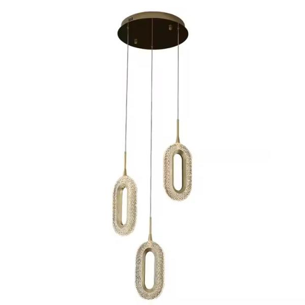 3200-6500K Trois couleurs de changement de lumière lampadaire LED moderne luxe de lumière ovale acrylique pendentif pour la maison et le restaurant