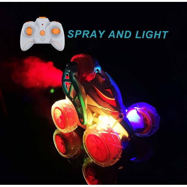 2.4G Stunt Dumper Light Spray Roll Over Remote Control Vehicle for Outdoor Play and Fun