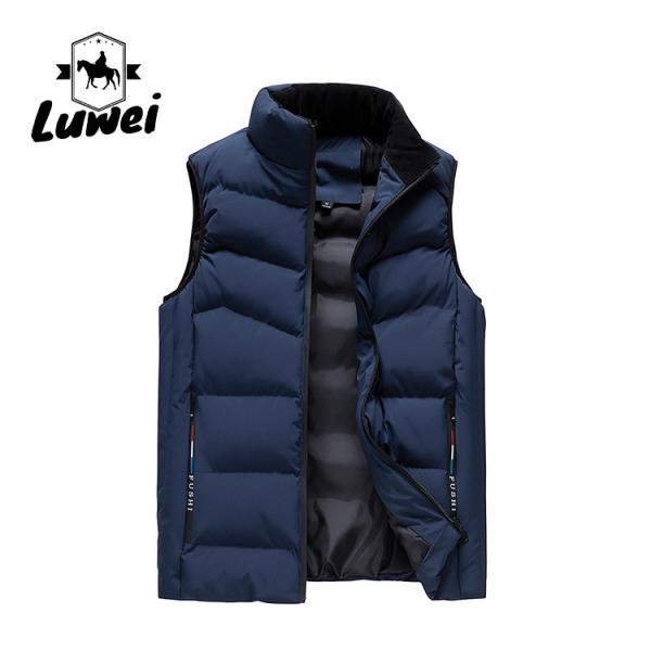 High Quality Male Outdoor Warm Waistcoat Utility Quilted Polyester Sleeveless Zip Up Gillet Thick Cotton Vest for Men