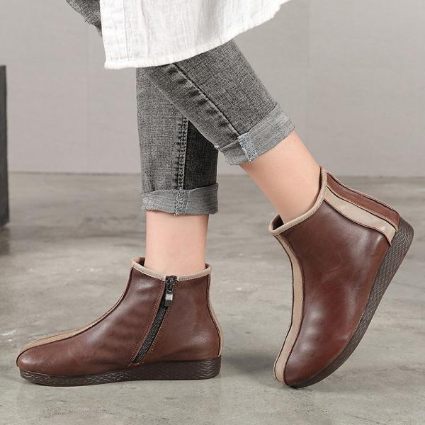 S193 Manufacturer Mori female fresh and simple short tube leather handmade women's boots flat soft original fashion autu