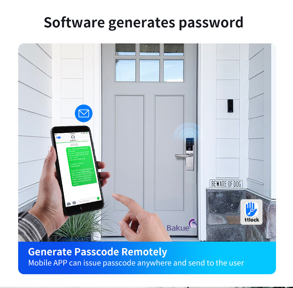 WiFi Connected Smart Door Lock for Entrance Door Featuring APP Code Card Bluetooth Fingerprint and Mechanical Key Control Methods