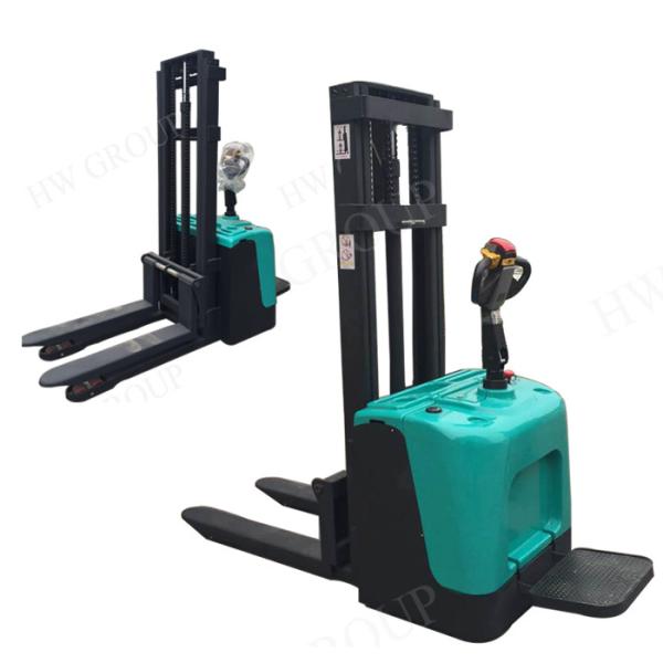 1.5 / 2 Ton 5M Electric Stacker Truck Wide Ligs Handle Heavy Loads Forklift